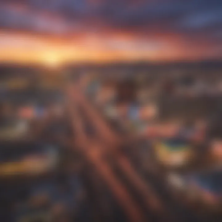 Panoramic view of the Las Vegas Strip at sunset