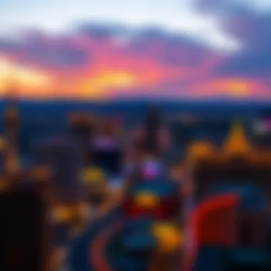 Panoramic view of Las Vegas Strip at sunset