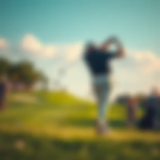 A golfer swinging on the Masters course