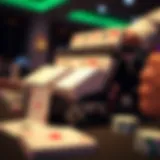 A detailed view of a mechanical card shuffler in action