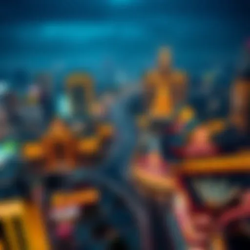 Bustling Casino District at Night Aerial view of a bustling casino district in a metropolis at night