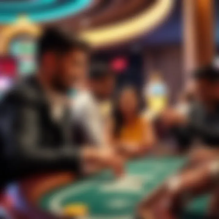 Group of diverse individuals engaging in a lively game at a casino