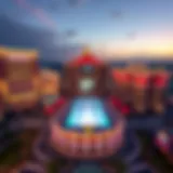 Aerial view of Charlotte Casino showcasing its architectural design