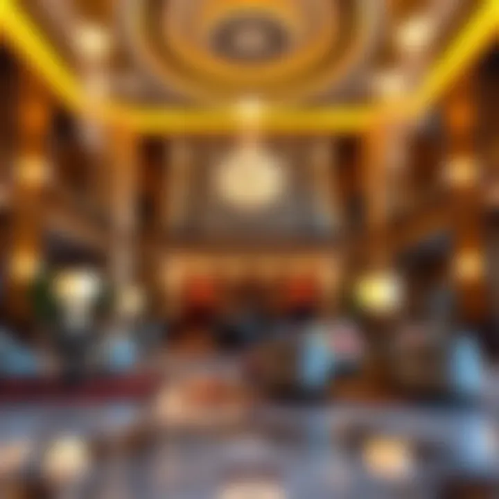 Luxurious interior of the hotel lobby, highlighting sophisticated design.