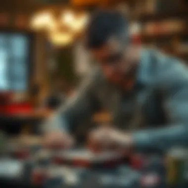 Craftsman expertly assembling a poker set