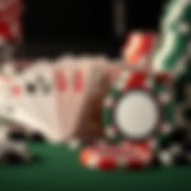 Close-up of high-quality poker chips and cards