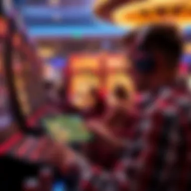 User Experience in Mobile Gaming User engaging with a phone slot game in a dynamic environment