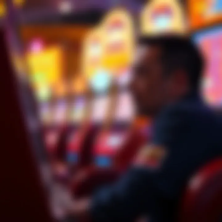 A close-up of a player engaging with a high-stakes slot machine