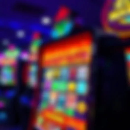 A vibrant slot machine interface showcasing colorful graphics and features
