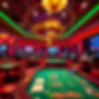 Vibrant Casino Atmosphere An elegant casino environment showcasing vibrant gaming tables