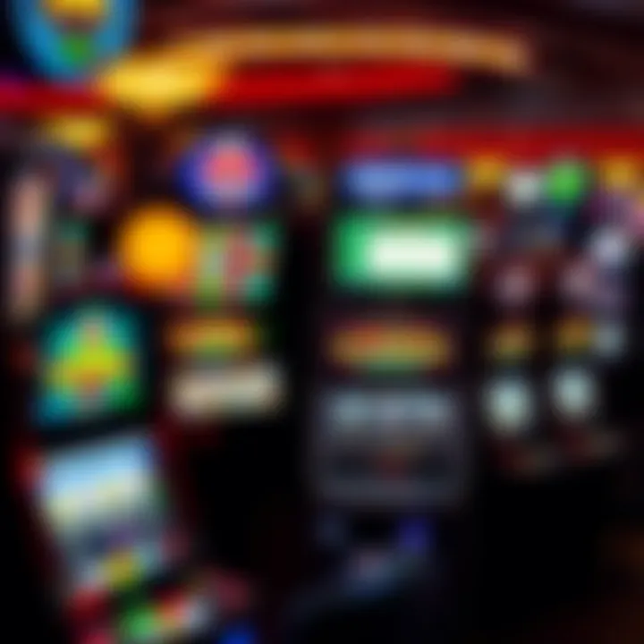 A diverse collection of slot machines with bright lights