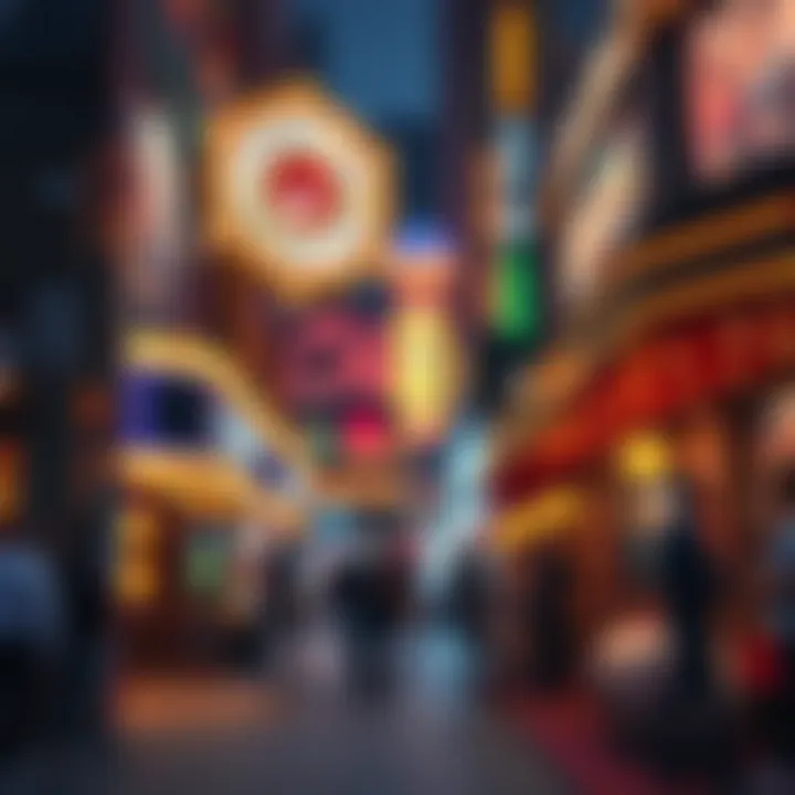 Vibrant nightlife scene outside a bustling casino