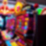 An intricate design of a slot machine with vibrant graphics