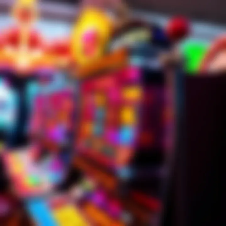 An intricate design of a slot machine with vibrant graphics