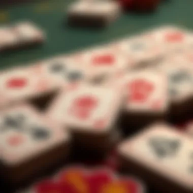 Close-up of Pai Gow tiles displaying intricate designs and symbols