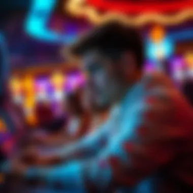 Player engrossed in a free game, contemplating potential winnings