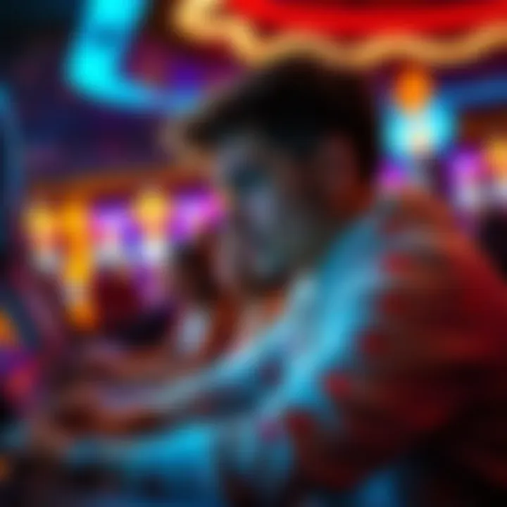 Player engrossed in a free game, contemplating potential winnings