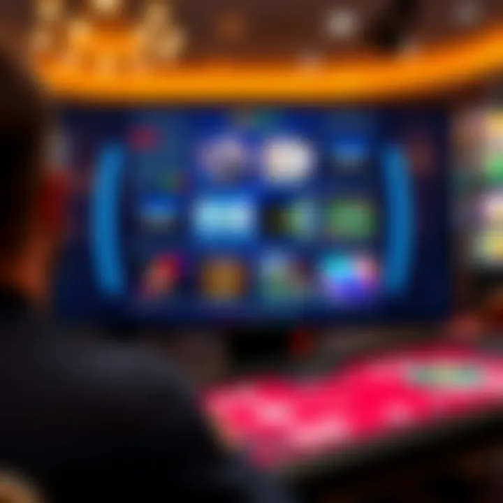 Digital Screen of Free Play Platforms A digital screen displaying various platforms for free play in poker