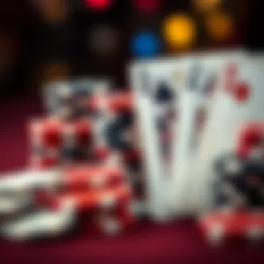 Poker Chips and Cards Strategy Close-up of poker chips and cards symbolizing strategy in Ultimate Texas Hold'em