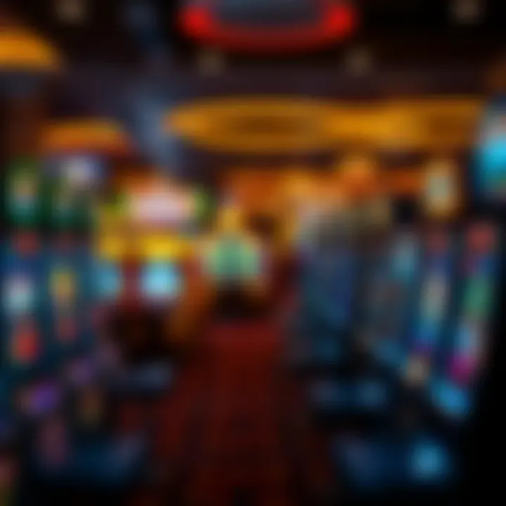 Overview of a casino floor featuring various slot machines