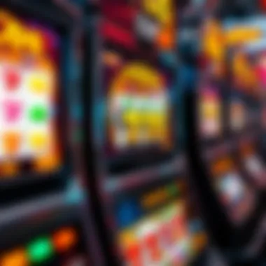 Close-up of slot machine symbols and features