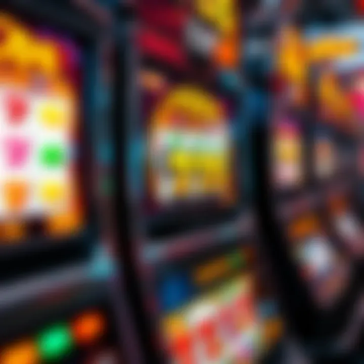 Close-up of slot machine symbols and features