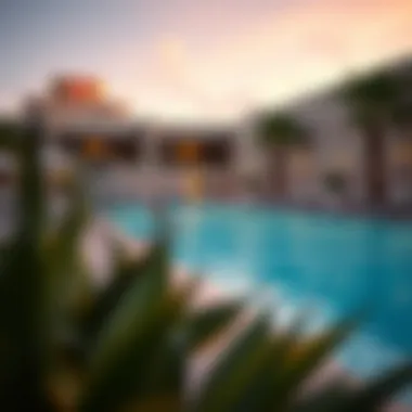 Pool area of a resort fee-free hotel in Las Vegas