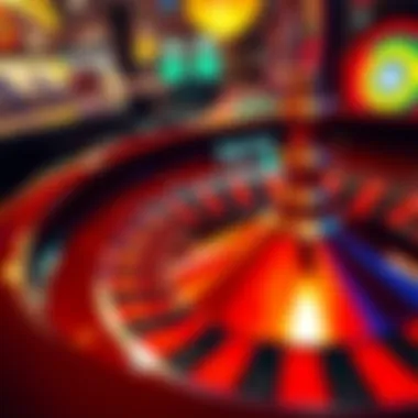 A vibrant display of a roulette wheel in motion, symbolizing chance and excitement in casino gaming.