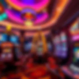 Interior view of a lavish casino floor showcasing vibrant gaming tables and slot machines