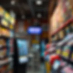 Interior view of a lottery retailer showcasing various lottery tickets and promotional materials