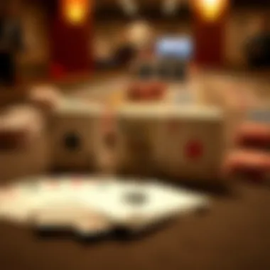 An array of Mississippi Stud Poker cards laid out on a felt table