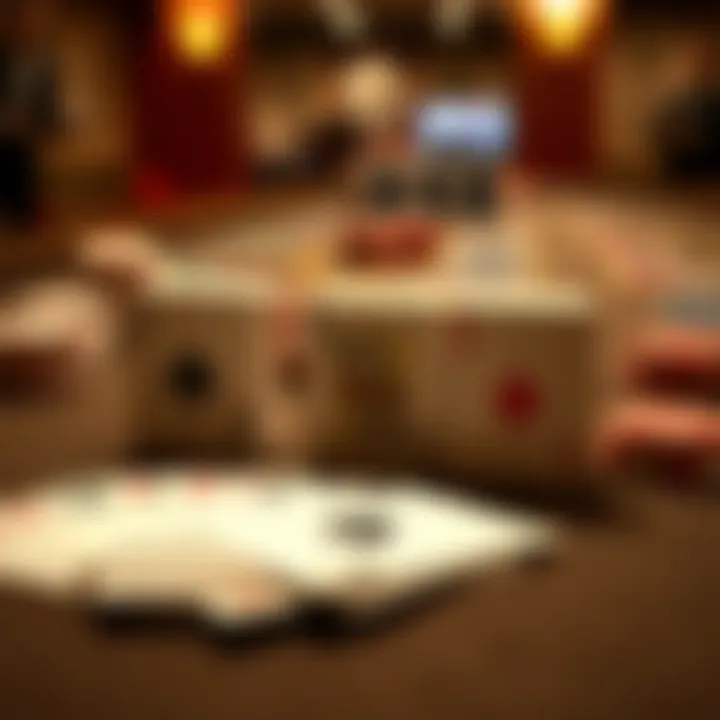 An array of Mississippi Stud Poker cards laid out on a felt table