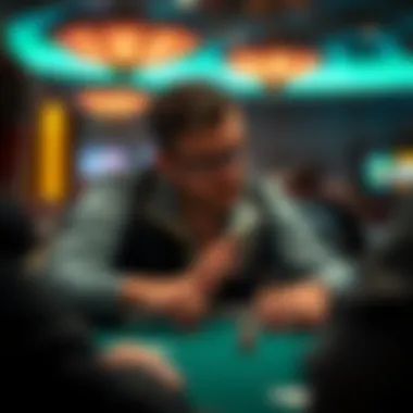 A strategic poker player deep in thought