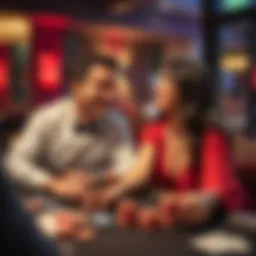 Couple sharing a playful moment over a poker table.