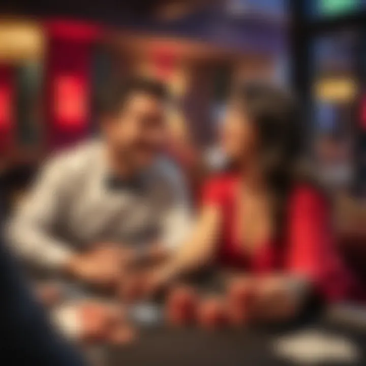 Joyful Poker Night Couple sharing a playful moment over a poker table.