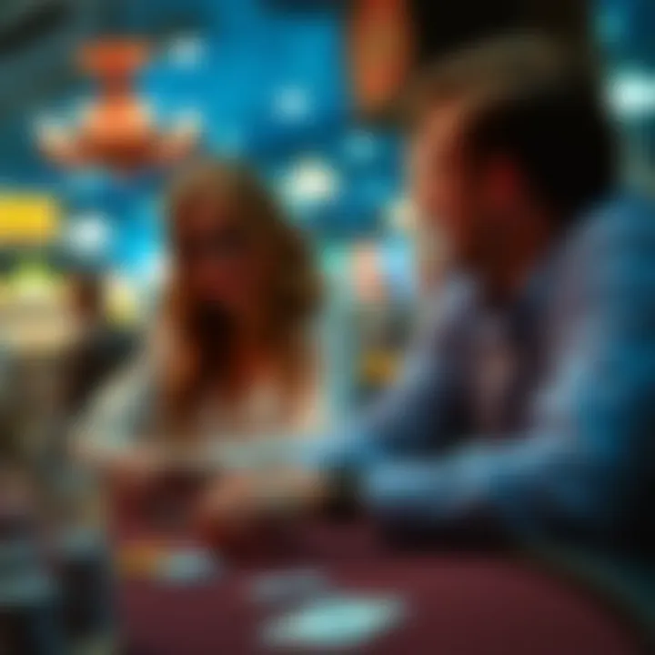 Communication in Play Couple engaged in conversation while playing poker.