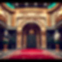 Intricate design of the Royal Casino Club entrance showcasing luxury