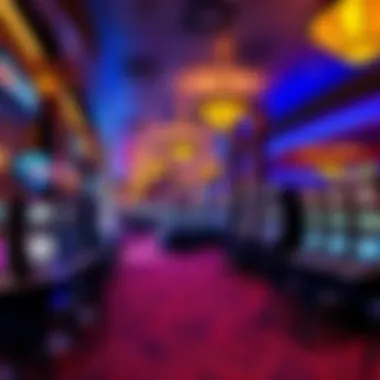 A vibrant gaming area filled with various slot machines and table games