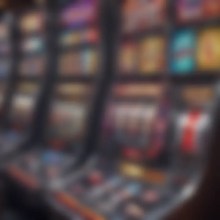 A close-up of colorful slot machines showcasing modern designs and features