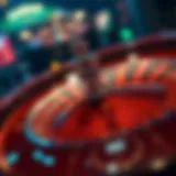 Roulette wheel showing the various betting options