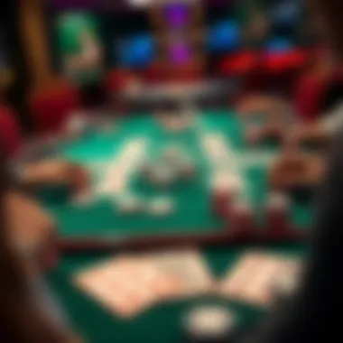 A strategic card game setup on a green felt table