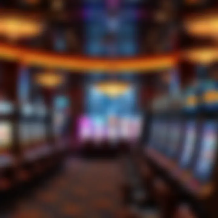 An elegant casino interior showcasing slot machines