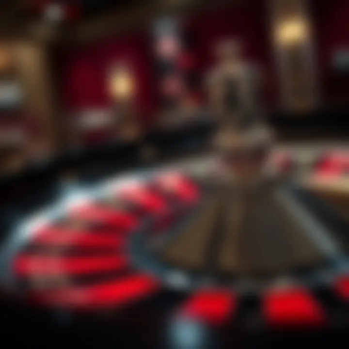 A close-up shot of a roulette wheel with chips