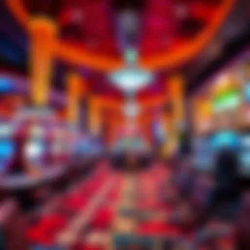 Elegant casino interior showcasing vibrant gaming tables