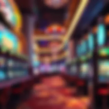 Interior of a modern gaming area with slot machines
