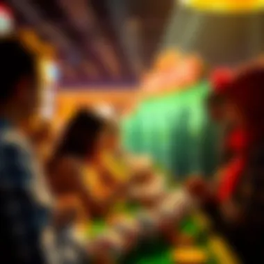 Social Dynamics of Lottery Participation Abstract depiction of social interactions and group dynamics