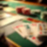 A close-up of colorful hi-lo cards laid out for a game