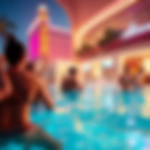Vibrant pool party scene in Las Vegas
