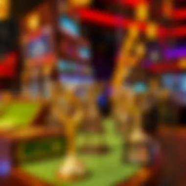 Trophy Showcase at Excalibur A vibrant display of trophies awarded at the Excalibur tournaments