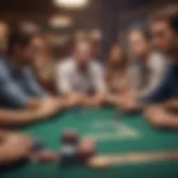 An engaging scene of players gathered around a poker table, showcasing the excitement of Ultimate Texas Hold'em.